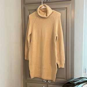 Cream sweater dressed with turtle neck